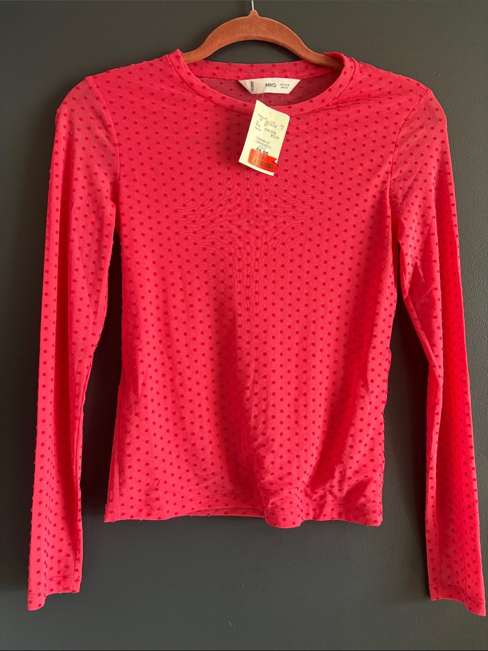 MNG by Mango Pink Dotted Long Sleeve Top